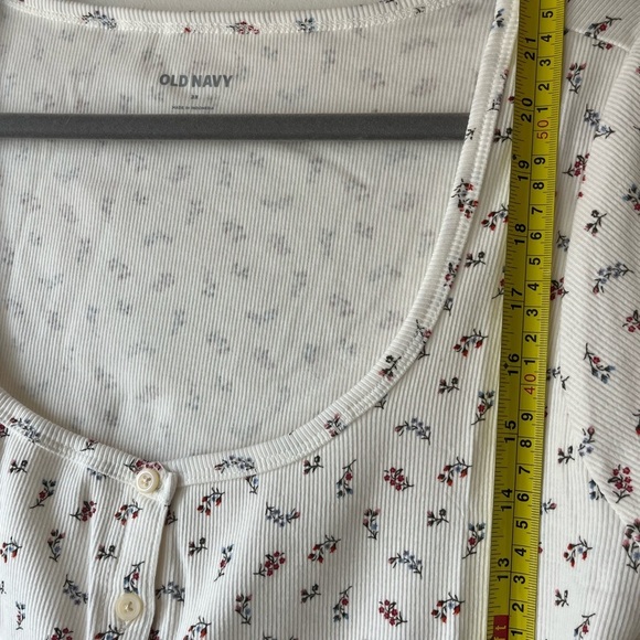 Old Navy Floral Button Front Ribbed Scoop Neck Tee 2X NWT Cottagecore Stretch - Picture 8 of 15